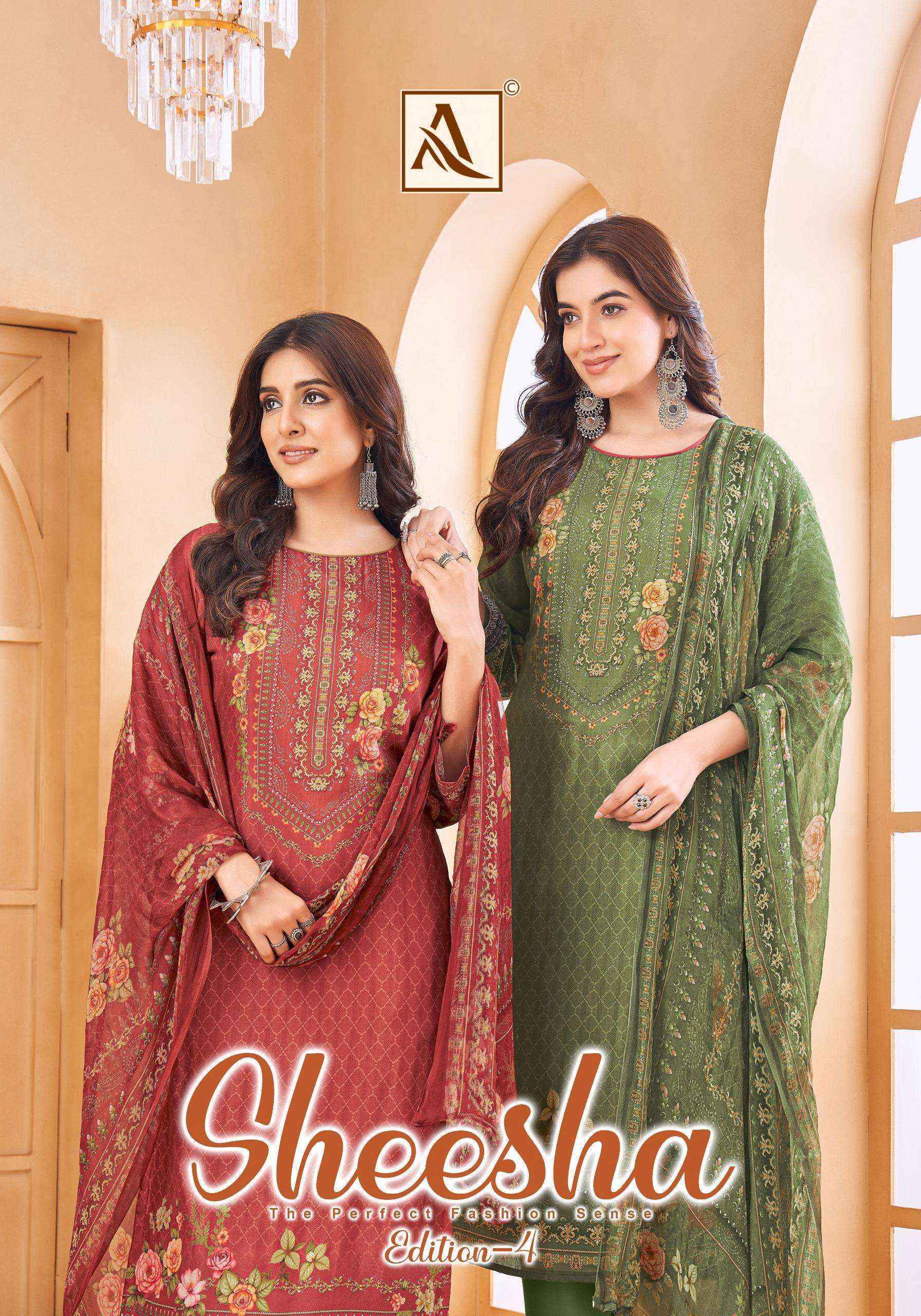 Alok Suits Sheesha Vol 4 Viscose Muslin Dress Material Wholesale Price  ( 4 pcs Catalogue )