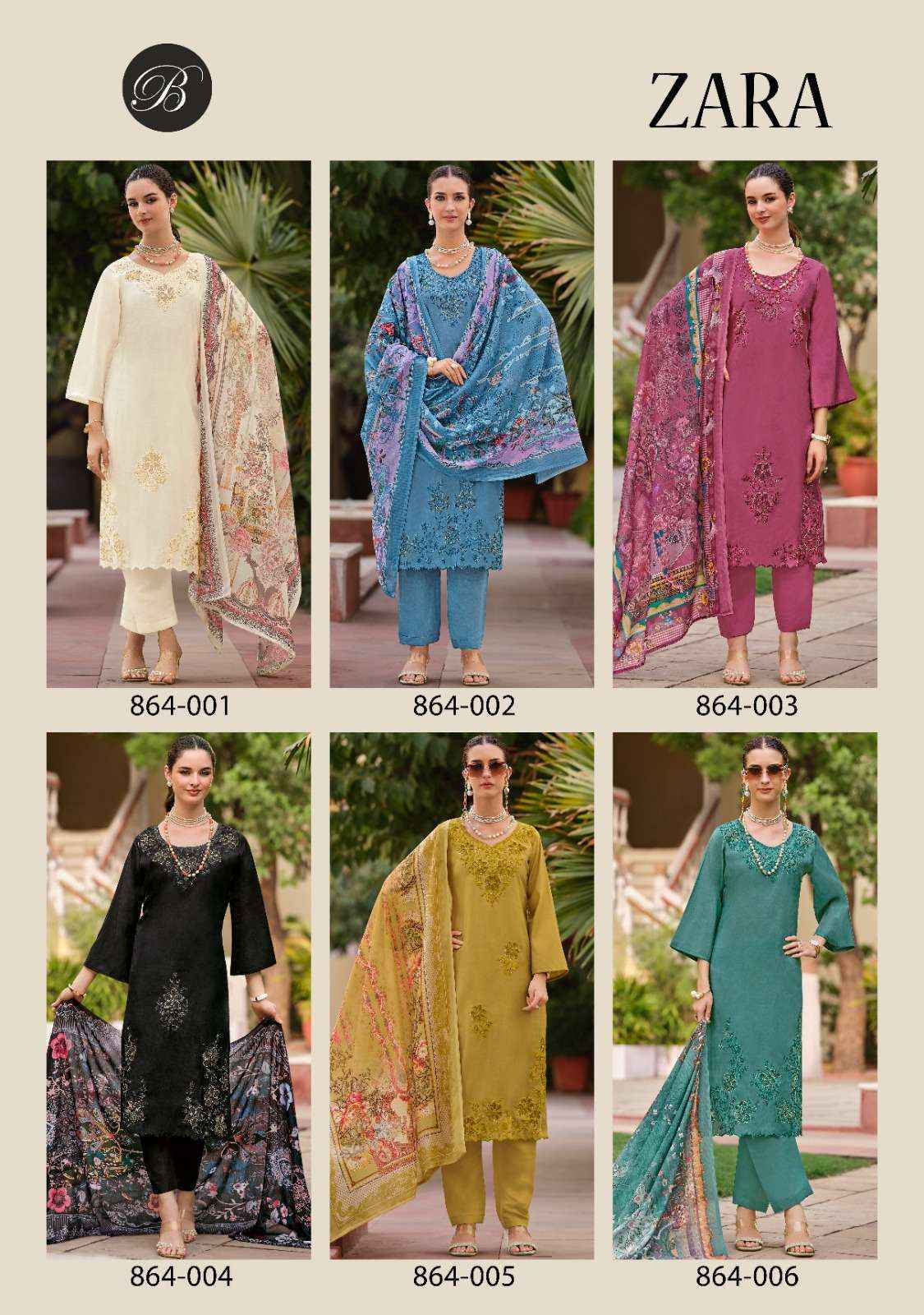 Belliza Zara Roman Silk Dress Material Surat Wholesale ( 6 pcs Catalogue