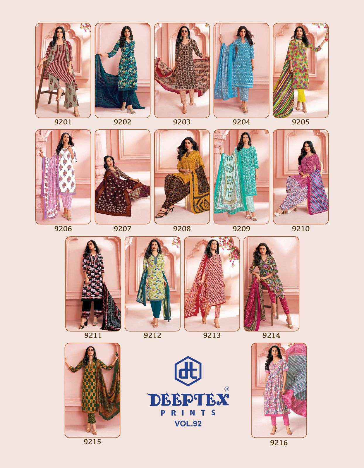 Deeptex Miss India Vol 92 Cotton Dress Material Wholesale Price (16 pcs Catalogue )