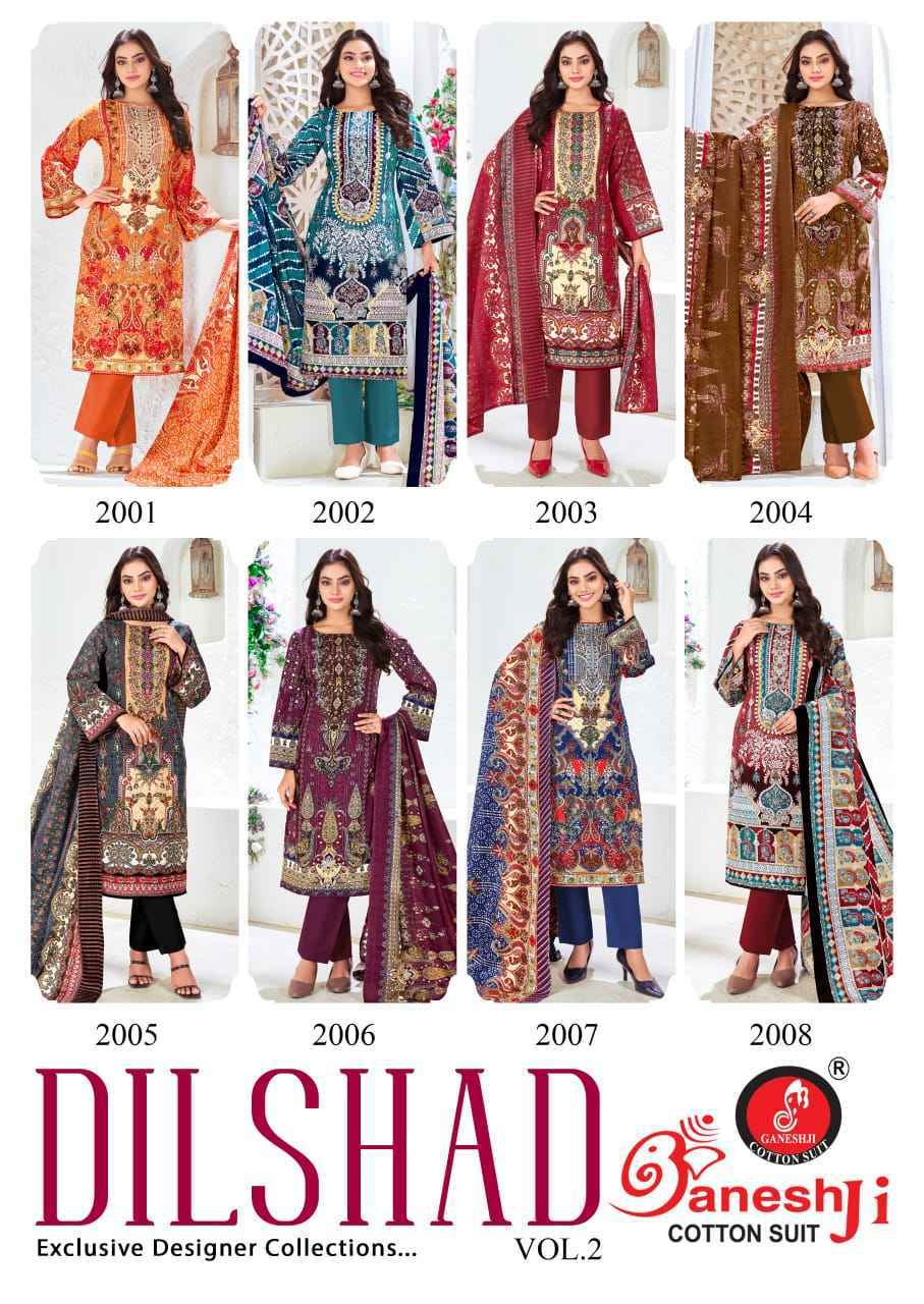 Ganesh Ji Dilshad Vol 2 Soft Cotton Dress Material Wholesale Price ( 8 Pcs Catalog )