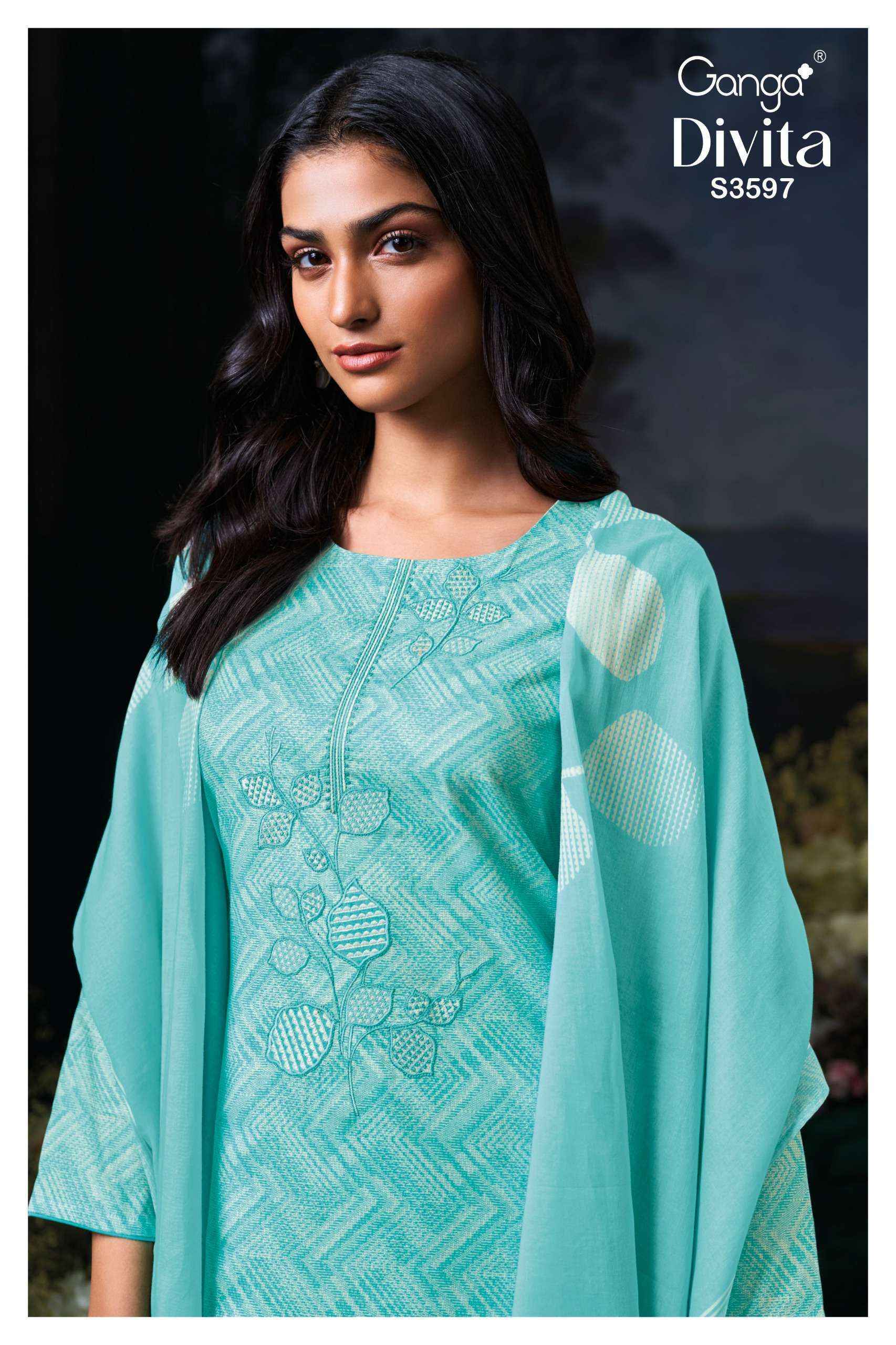 Ganga Divita 3597 Cotton Dress Material New Catalog ( 4 pcs Catalogue )