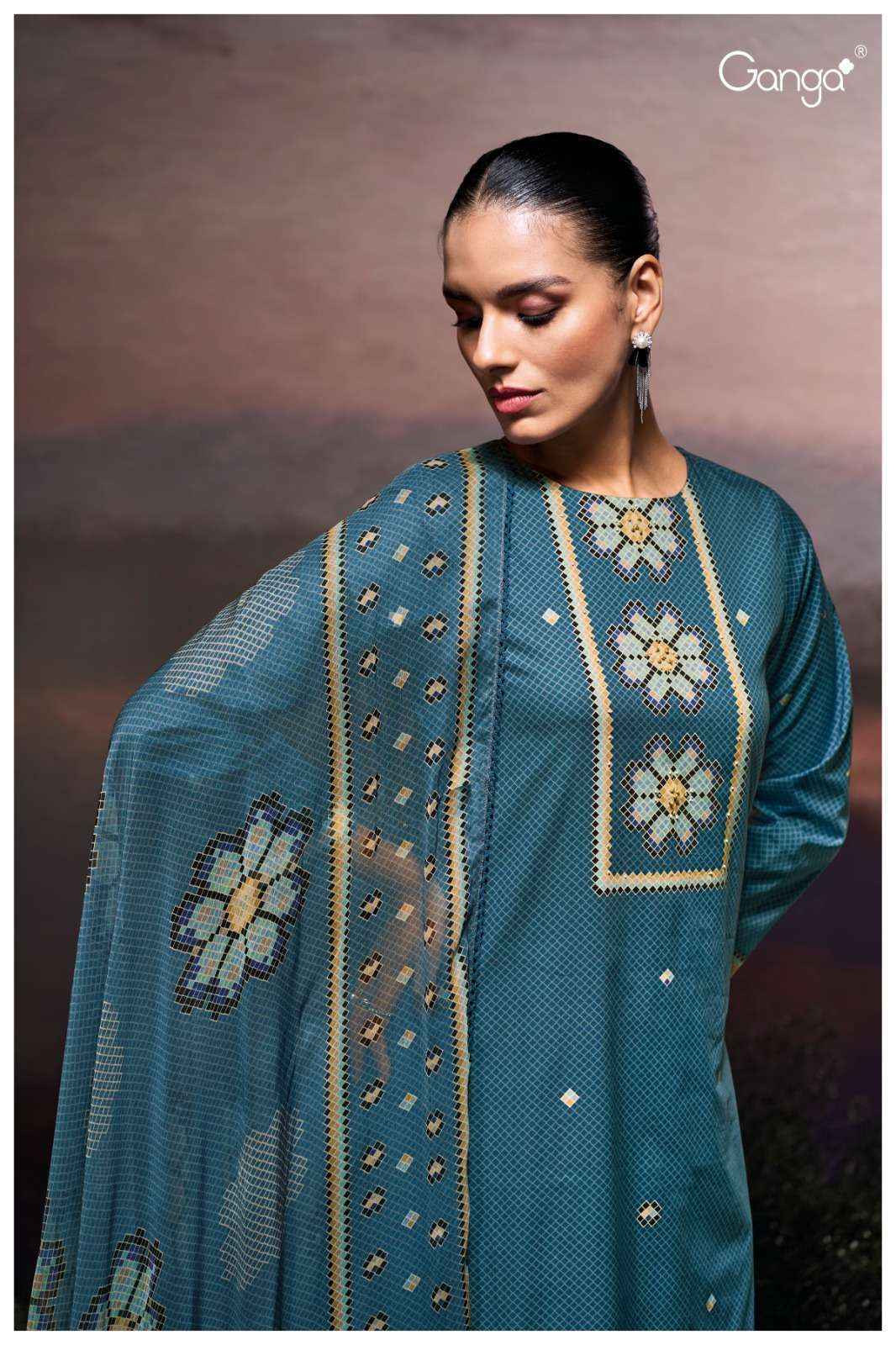 Ganga Gulzara 3687 Satin Cotton Dress Material Wholesale Price ( 4 Pcs Catalog )
