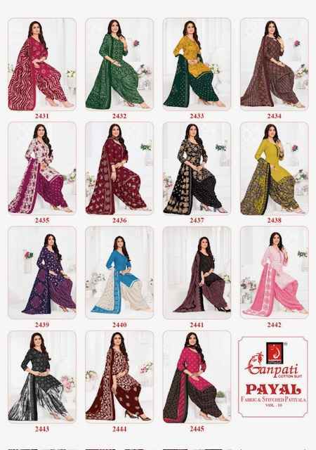 Ganpati Payal Vol 10 Cotton Dress Material Wholesale Price ( 15 Pcs Catalog )