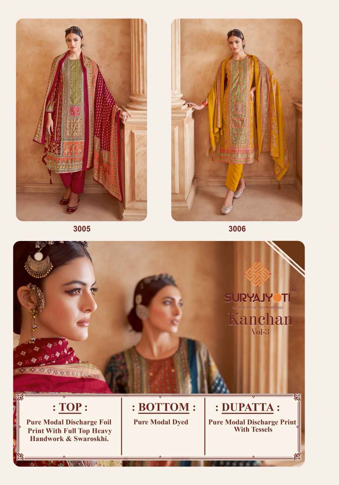 Suryajyoti Kanchan Vol 3 Modal Dress Material Latest Catalog (6 pcs Catalogue