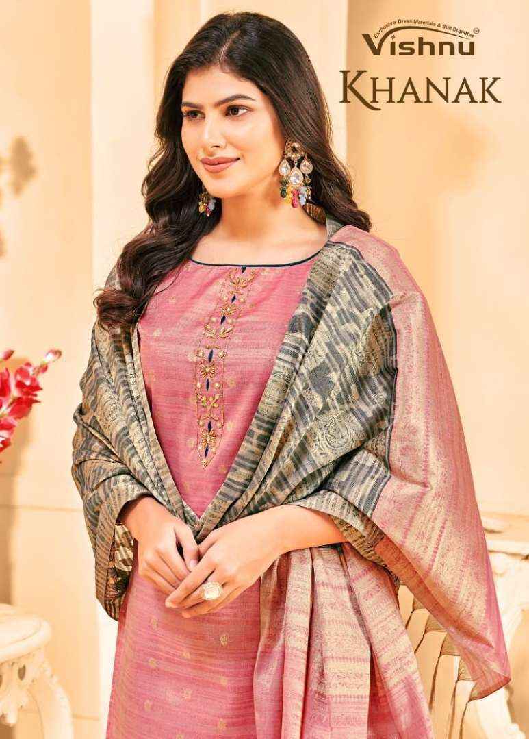 Vishnu Khanak Silk Dress Material Wholsale Price ( 10 Pcs Catalog )