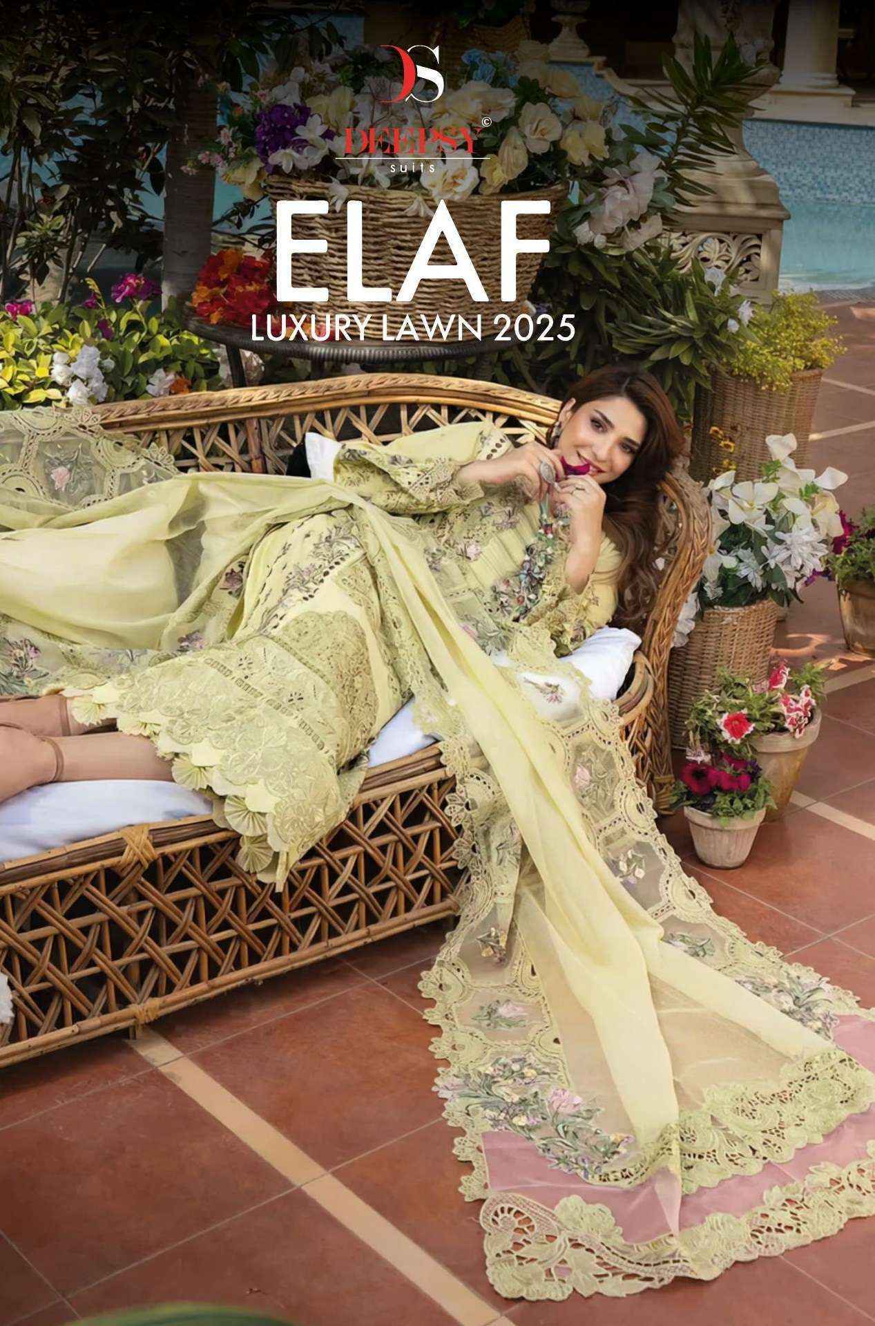 Deepsy Suit Elaf Luxury Lawn 25 Cotton Pakistani Salwar Kameez Online  Shopping