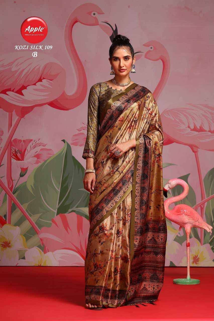 APPLE KOZI SILK 109 AMAZING COLOUR MATCHING SAREES WHOLESALE FACTORY PRICE