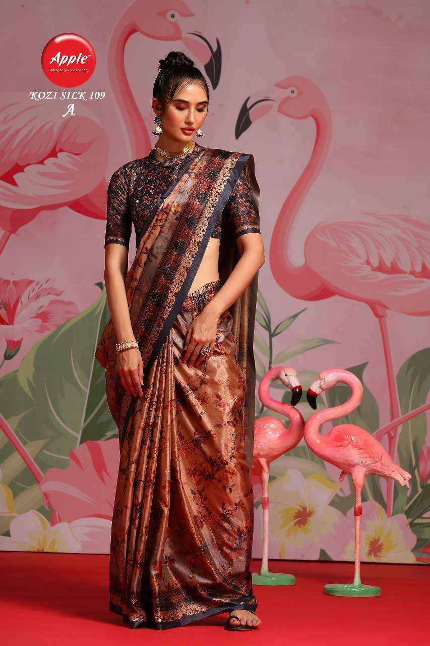 APPLE KOZI SILK 109 AMAZING COLOUR MATCHING SAREES WHOLESALE FACTORY PRICE