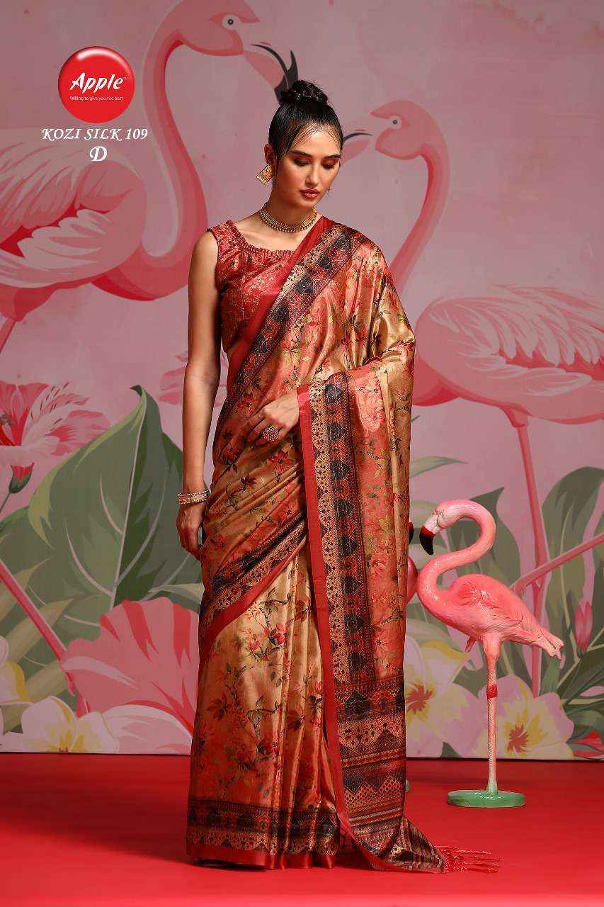 APPLE KOZI SILK 109 AMAZING COLOUR MATCHING SAREES WHOLESALE FACTORY PRICE