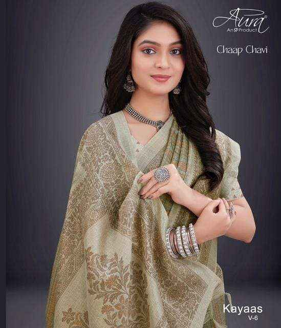 AURA KAYAAS VOL 6 CASUAL WEAR FANCY SAREES WHOLESALE FACTORY PRICE