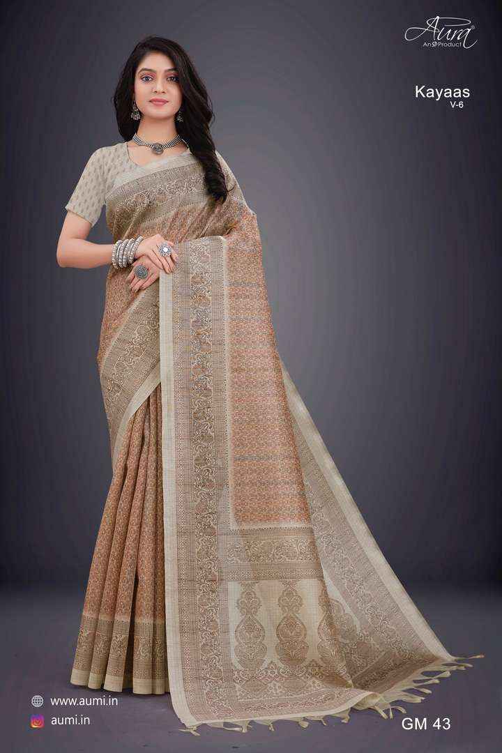 AURA KAYAAS VOL 6 CASUAL WEAR FANCY SAREES WHOLESALE FACTORY PRICE