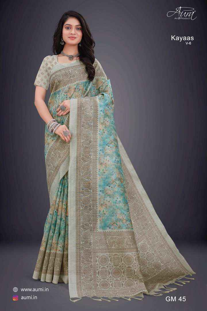 AURA KAYAAS VOL 6 CASUAL WEAR FANCY SAREES WHOLESALE FACTORY PRICE