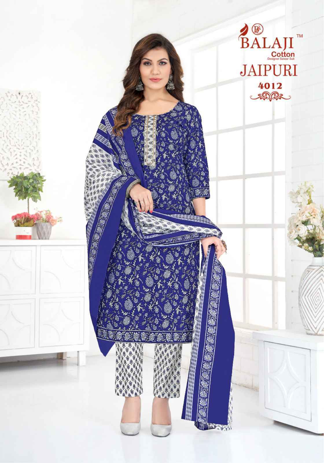 Balaji Jaipuri Vol 4 Cotton Readymade Suits 12 Pcs Catalog  - Wholesale Factory Price