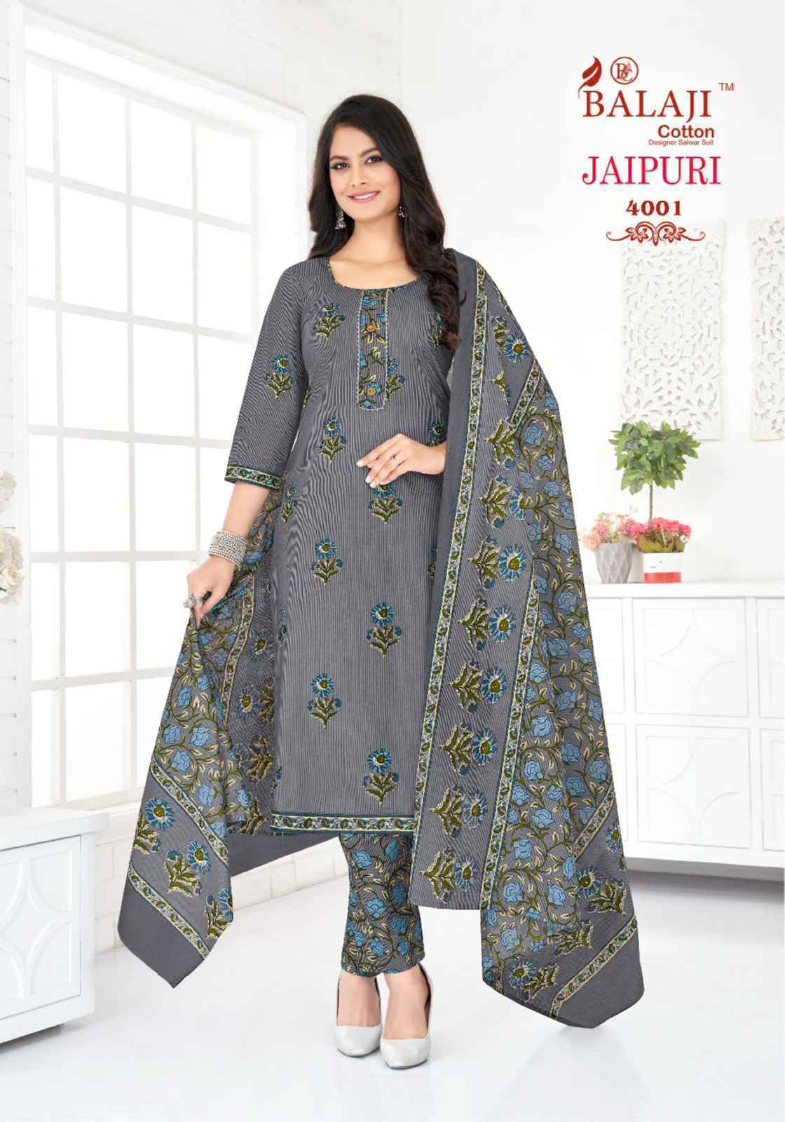 Balaji Jaipuri Vol 4 Cotton Readymade Suits 12 Pcs Catalog  - Wholesale Factory Price