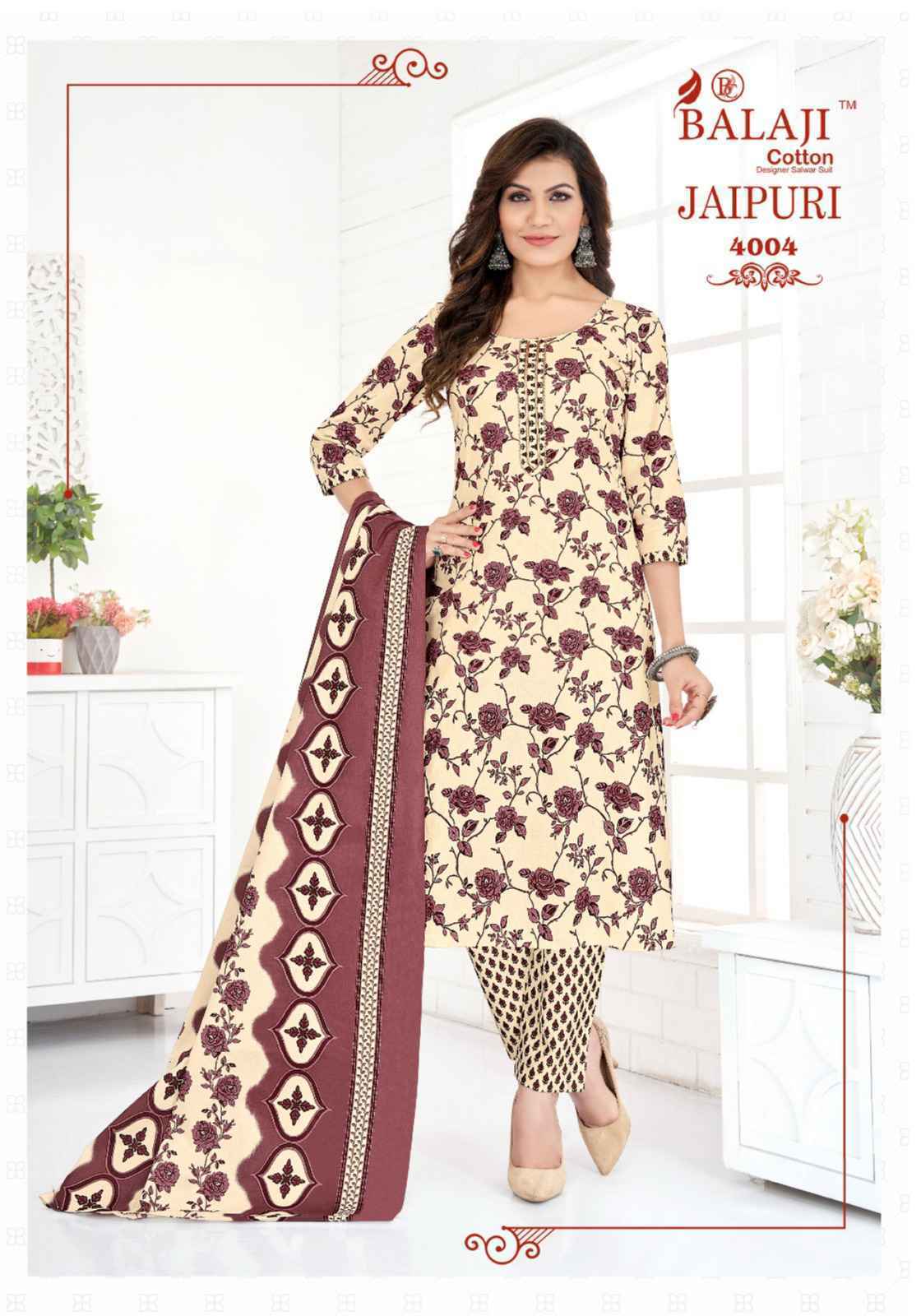 Balaji Jaipuri Vol 4 Cotton Readymade Suits 12 Pcs Catalog  - Wholesale Factory Price