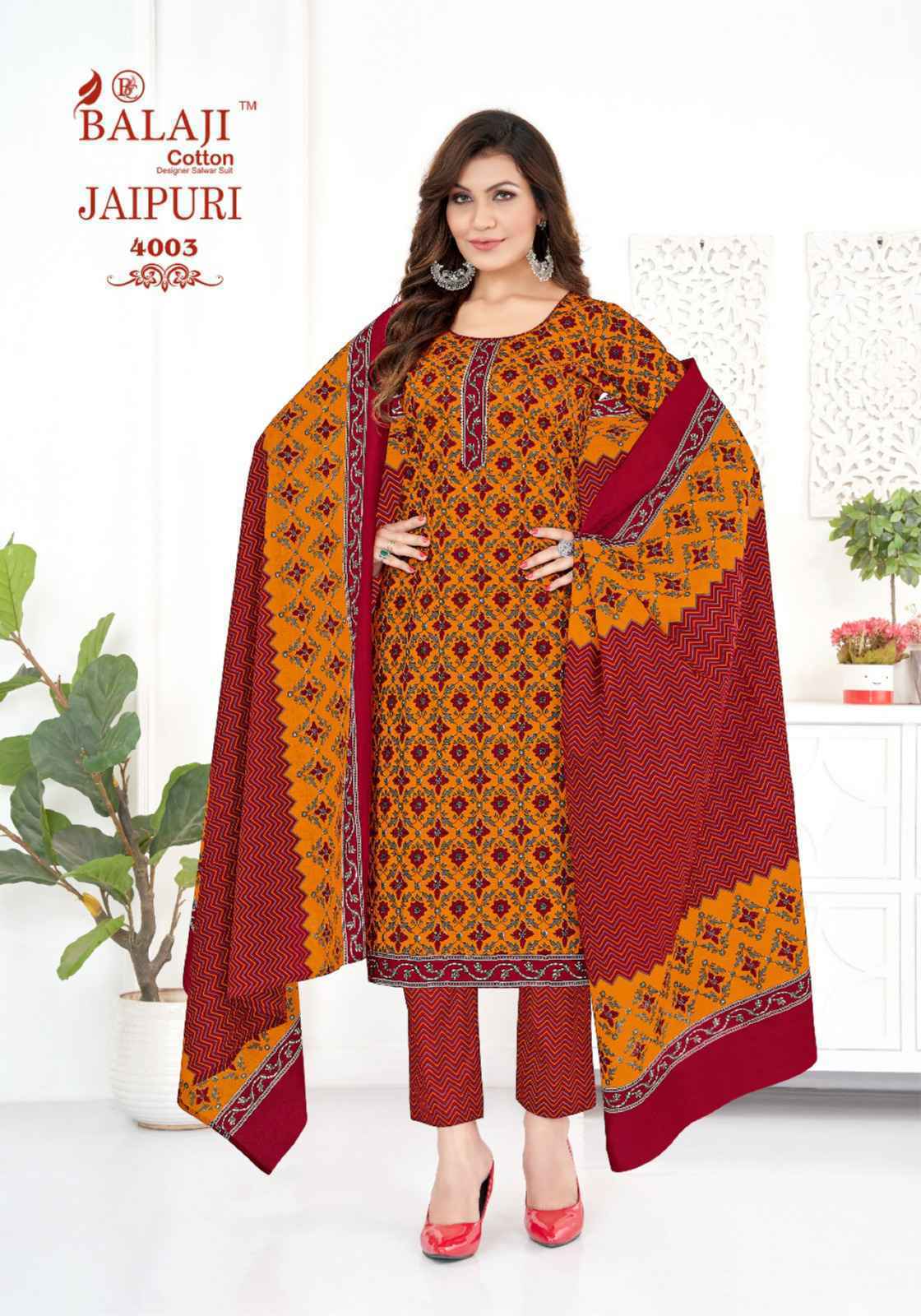 Balaji Jaipuri Vol 4 Cotton Readymade Suits 12 Pcs Catalog  - Wholesale Factory Price