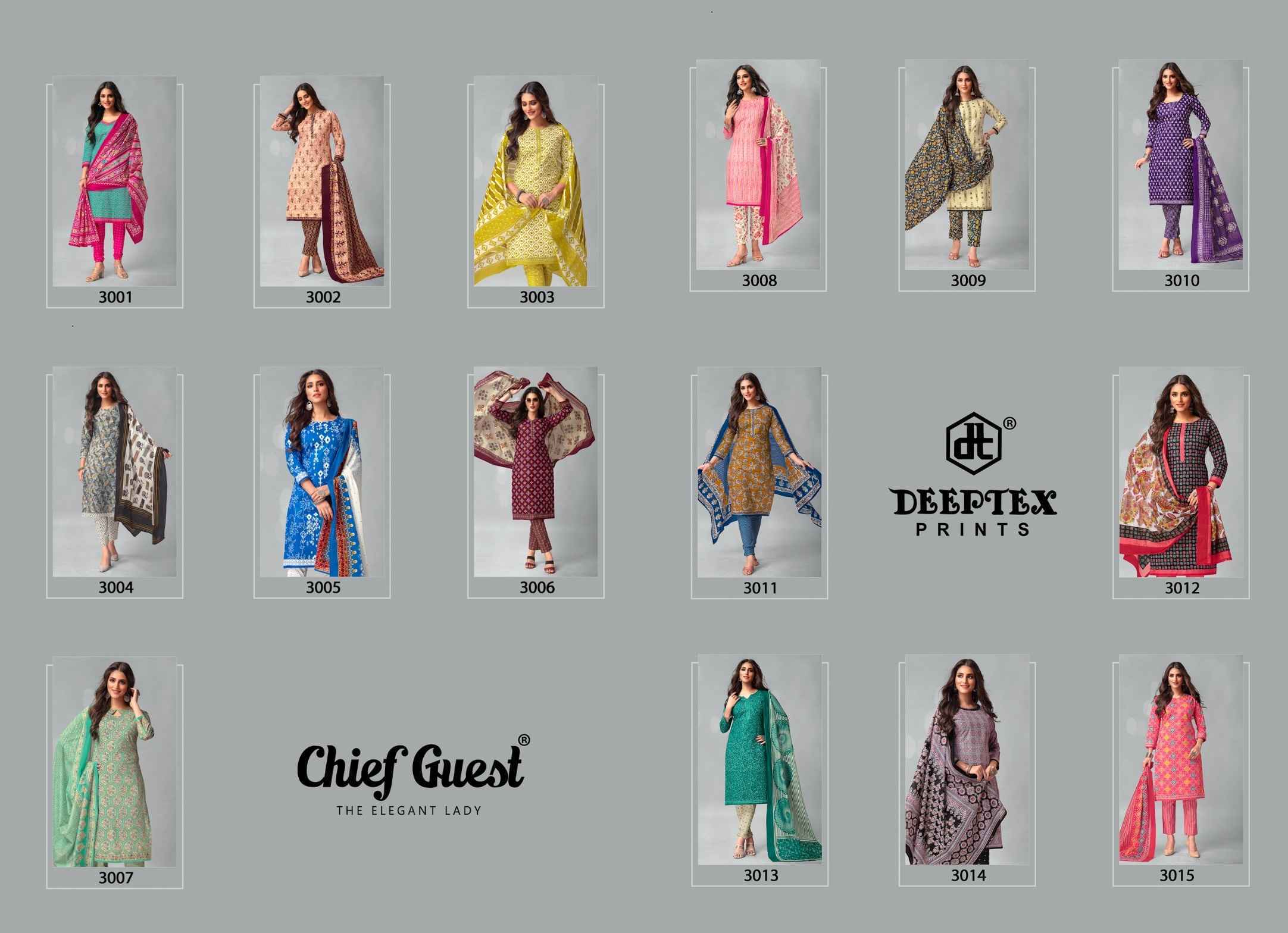 Deeptex Chief Guest Vol 30 Cotton Dress Material 15 pcs Catalogue - Wholesale Factory Price