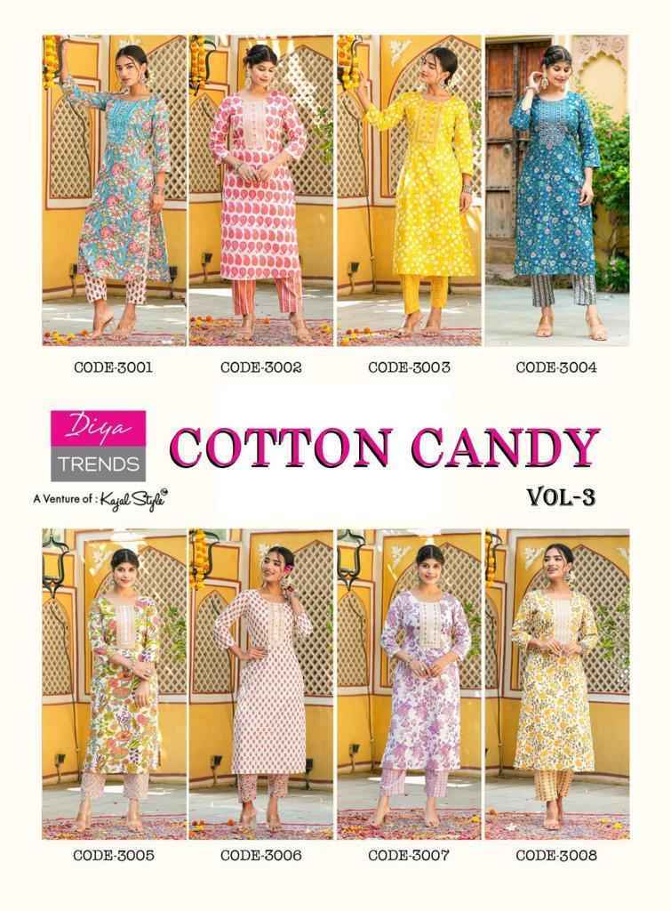 Diya Trends Cotton Candy Vol 3 Cotton Kurti With Pant 8 pcs Catalogue - Wholesale Factory Surat