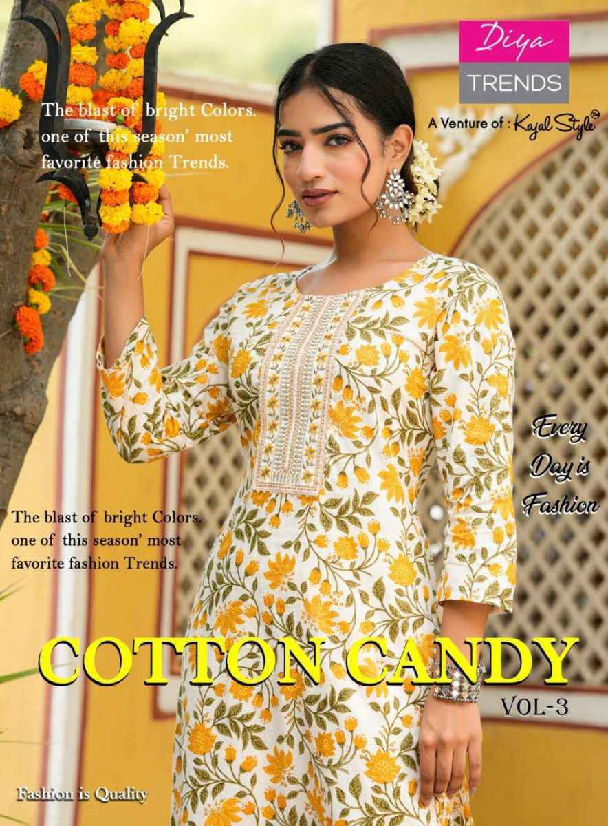 Diya Trends Cotton Candy Vol 3 Cotton Kurti With Pant 8 pcs Catalogue - Wholesale Factory Surat