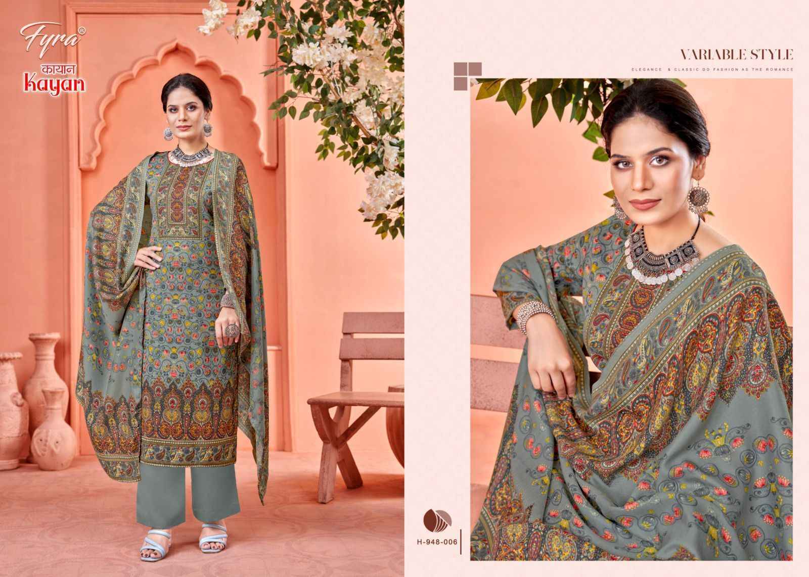 Fyra Kayan Pashmina Spun Dress Material 8 pcs Catalogue - Wholesale Factory