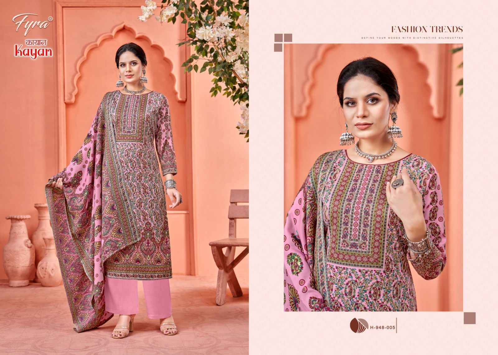 Fyra Kayan Pashmina Spun Dress Material 8 pcs Catalogue - Wholesale Factory