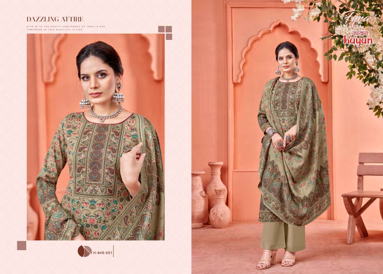 Fyra Kayan Pashmina Spun Dress Material 8 pcs Catalogue - Wholesale Factory