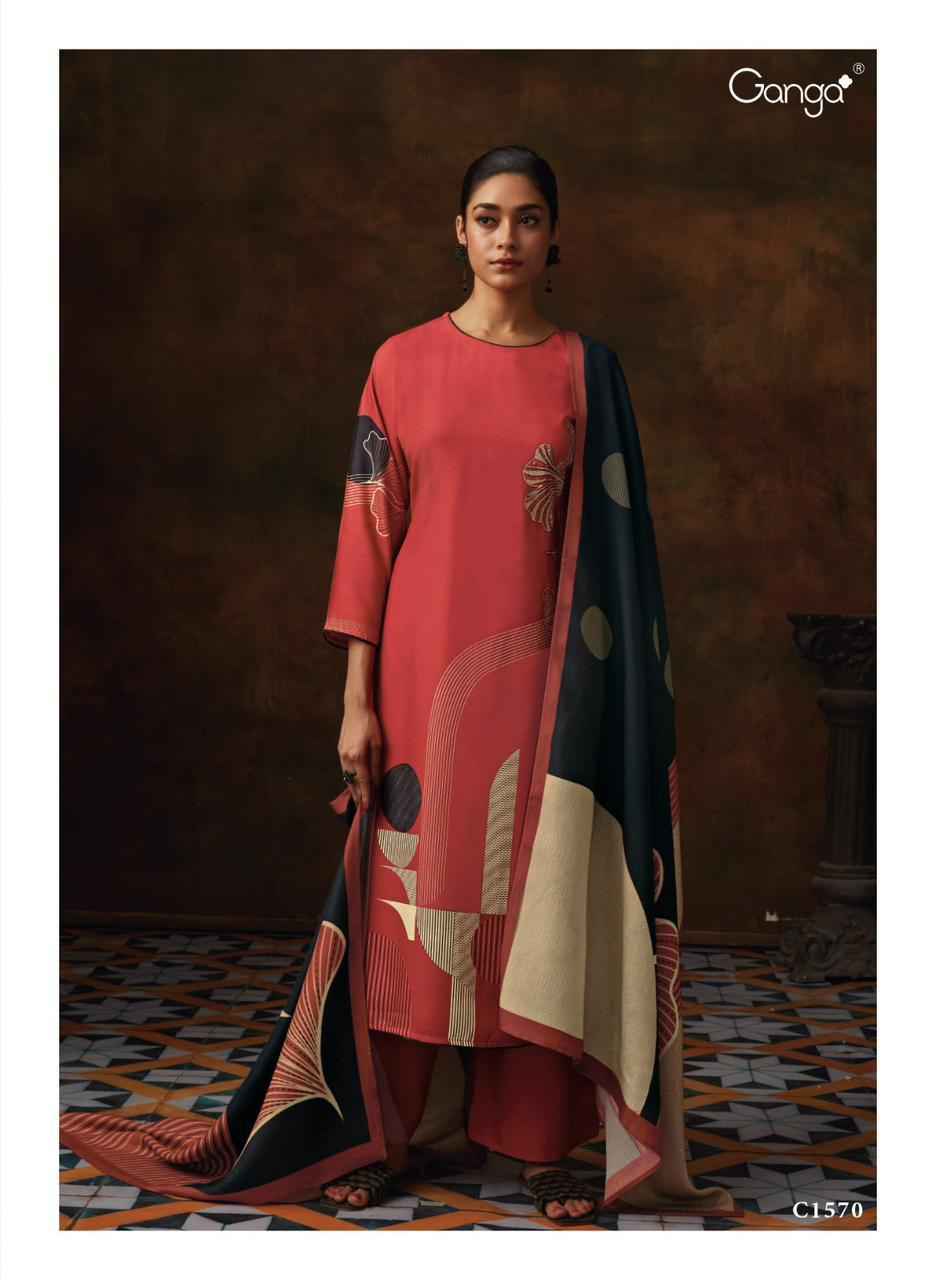Ganga Darshani Pashmina Dress Material 6 pcs Catalogue - Wholesale Factory Outlet
