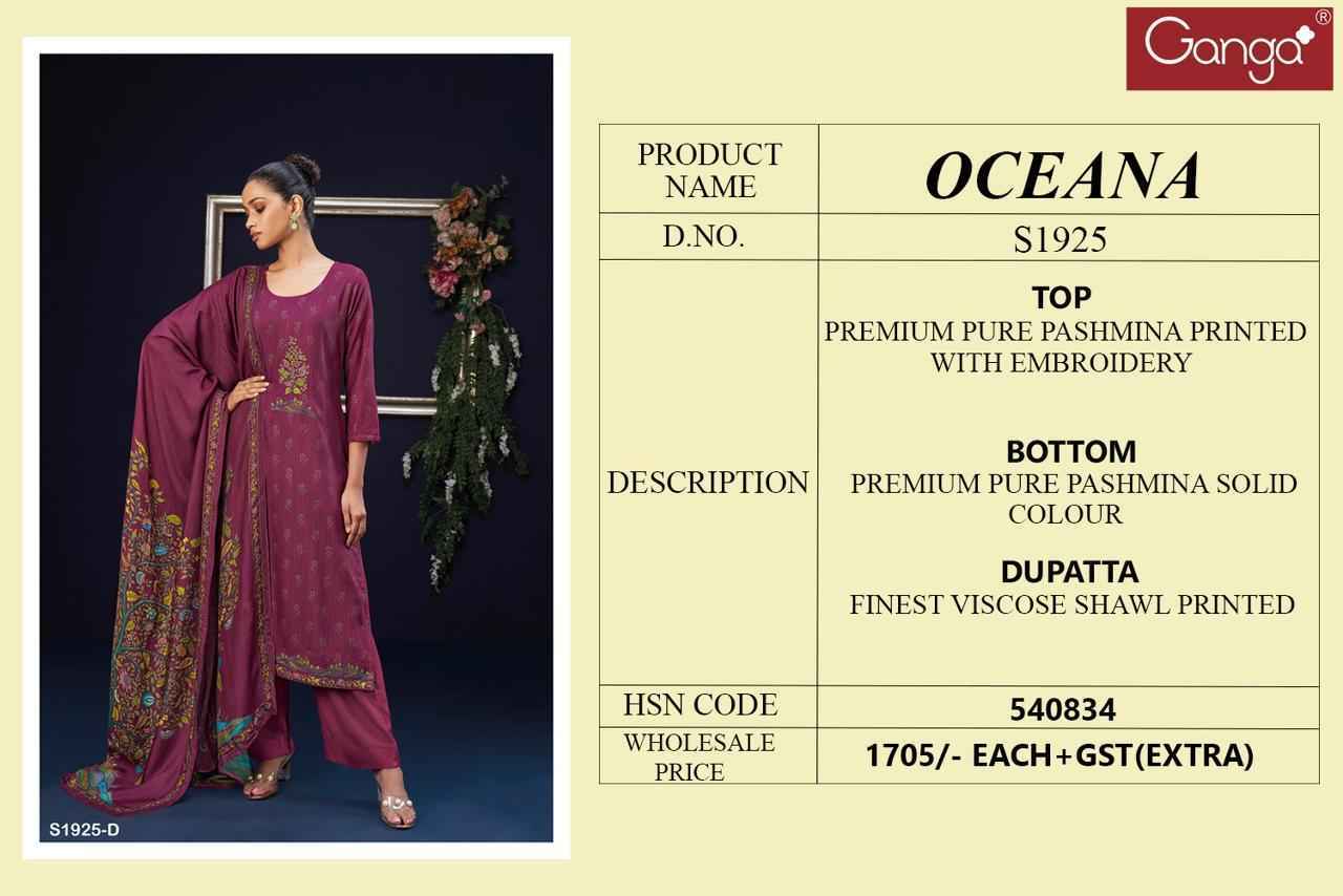 Ganga Oceana 1925 Pashmina Dress Material 4 pcs Catalogue - Wholesale Factory