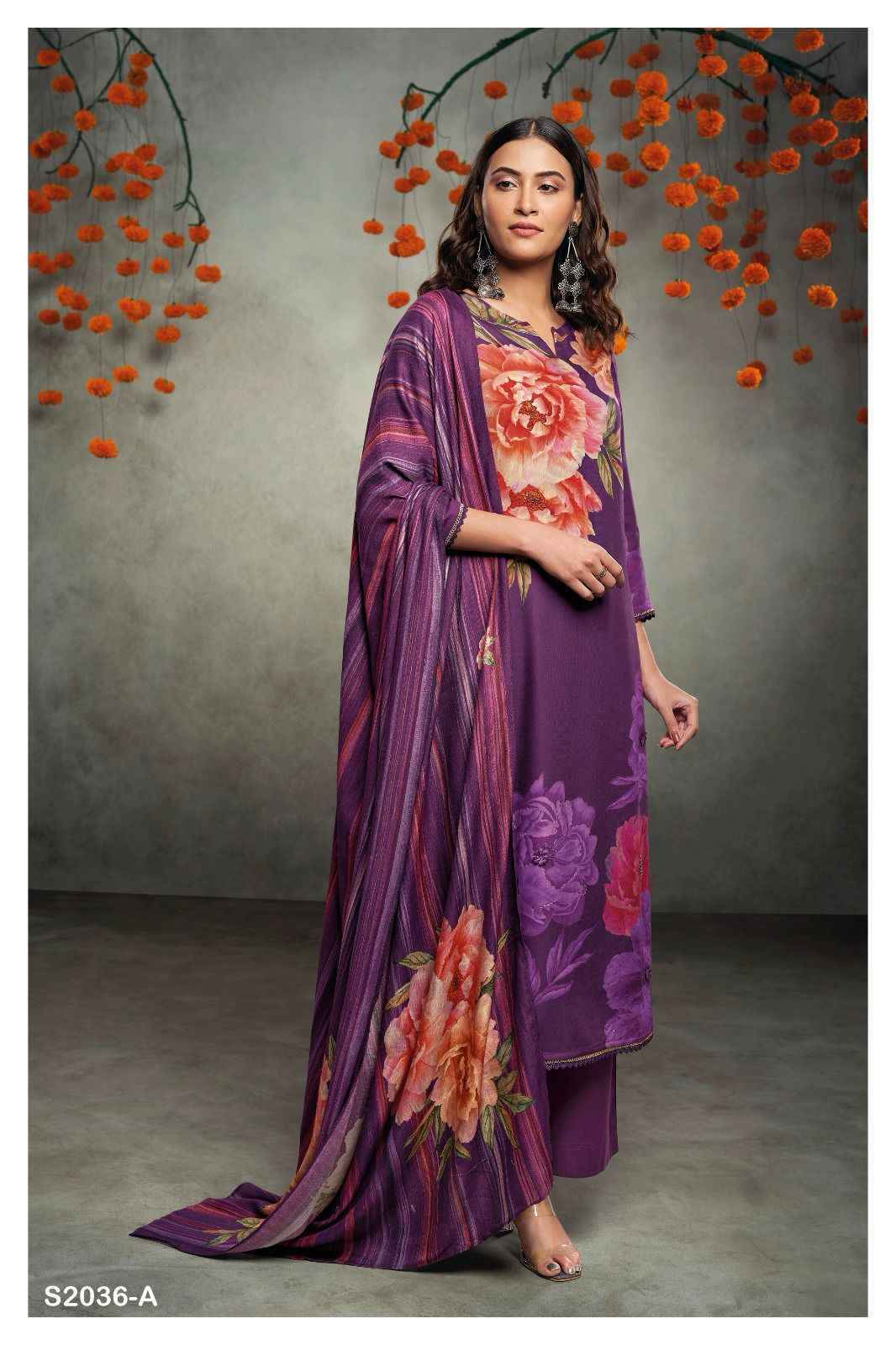 Ganga Sadhya 2036 Pashmina Dress Material 4 pcs Catalogue - Wholesale Factory