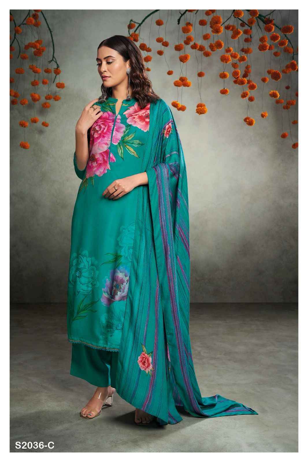 Ganga Sadhya 2036 Pashmina Dress Material 4 pcs Catalogue - Wholesale Factory