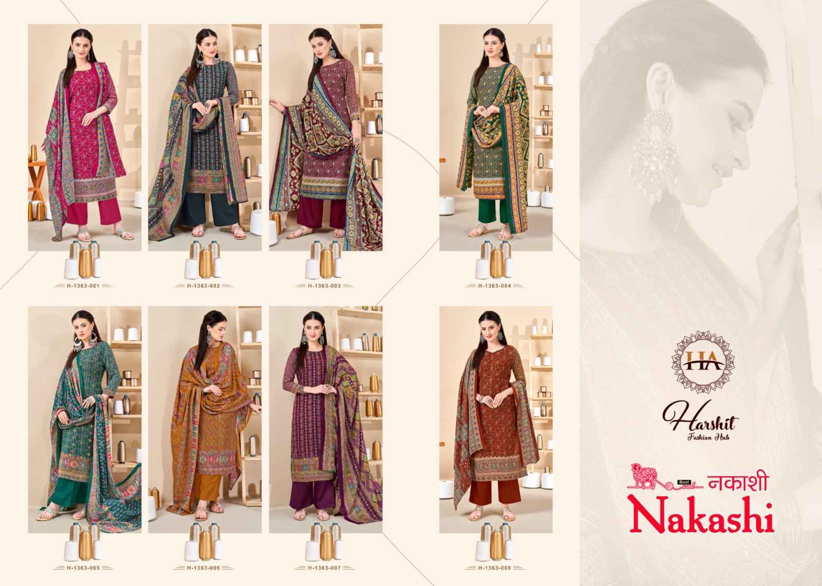 Harshit Fashion Hub Nakashi Pashmina Dress Material 8 pcs Catalogue - Wholesale Factory