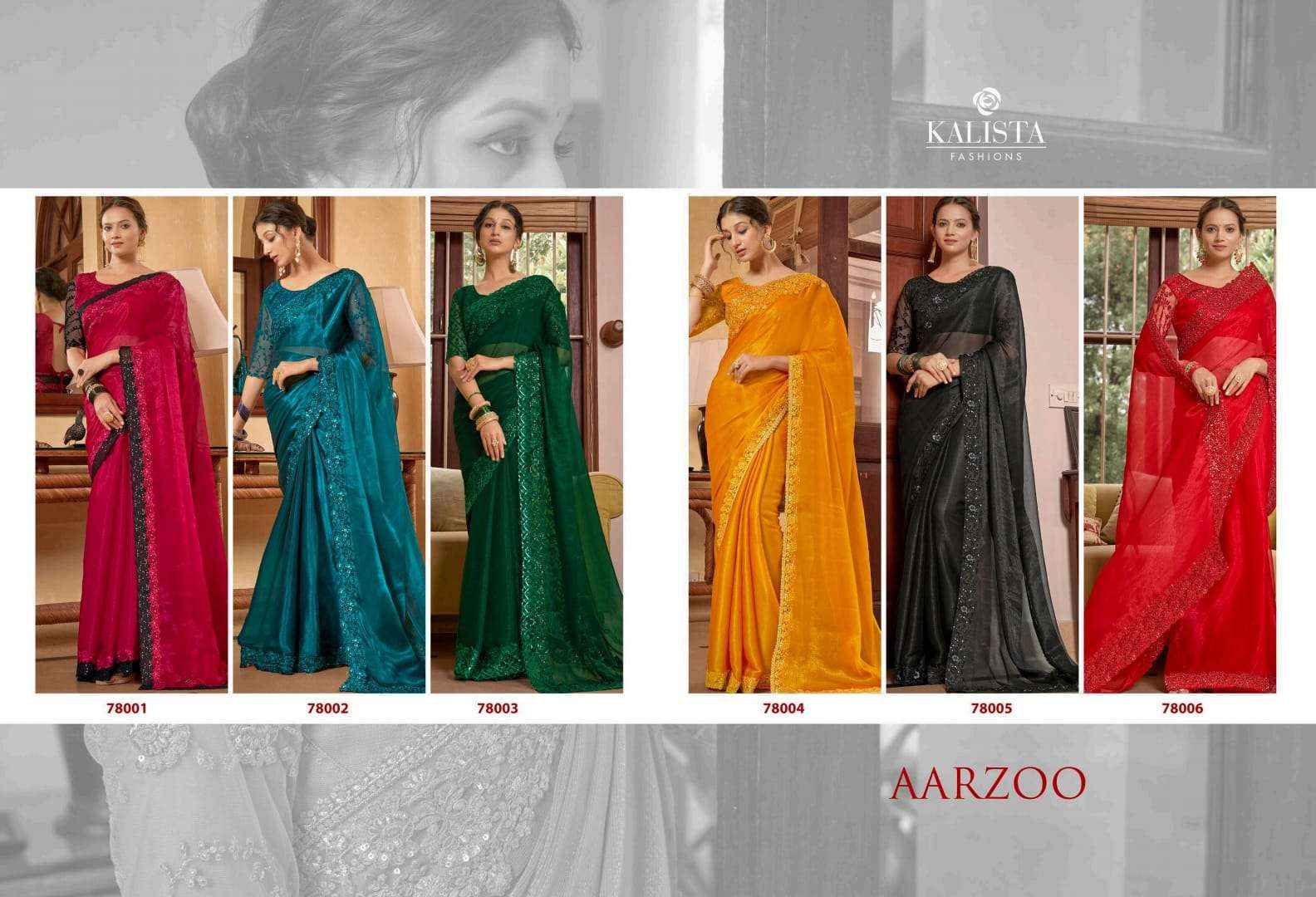 KALISTA FASHION AARZOO FESTIVE WEAR DESIGNER BORDER CHIFFON SAREES