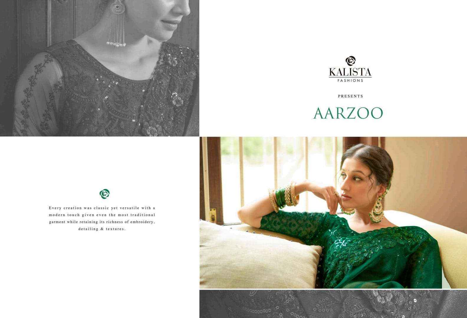 KALISTA FASHION AARZOO FESTIVE WEAR DESIGNER BORDER CHIFFON SAREES