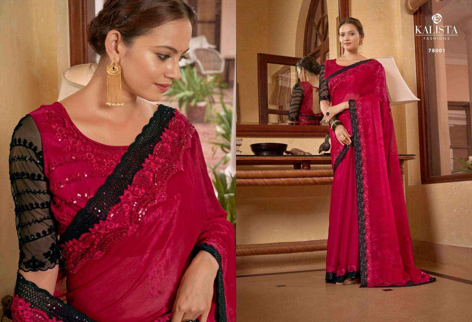 KALISTA FASHION AARZOO FESTIVE WEAR DESIGNER BORDER CHIFFON SAREES