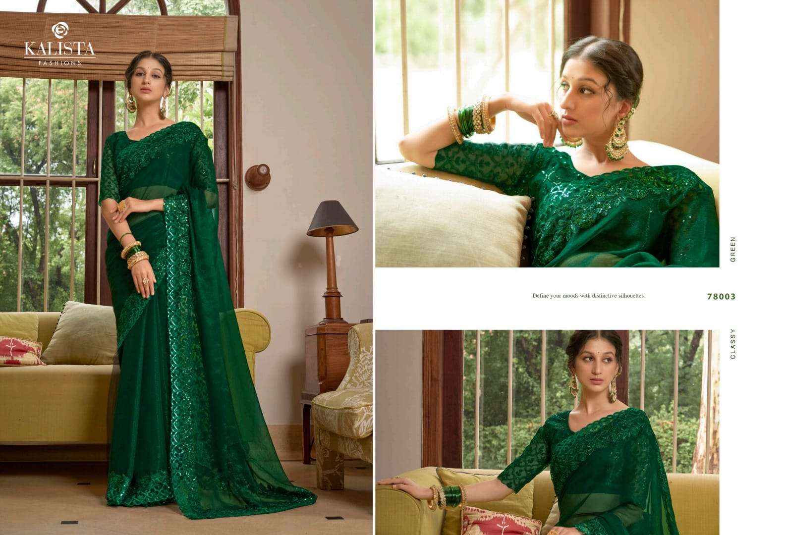 KALISTA FASHION AARZOO FESTIVE WEAR DESIGNER BORDER CHIFFON SAREES