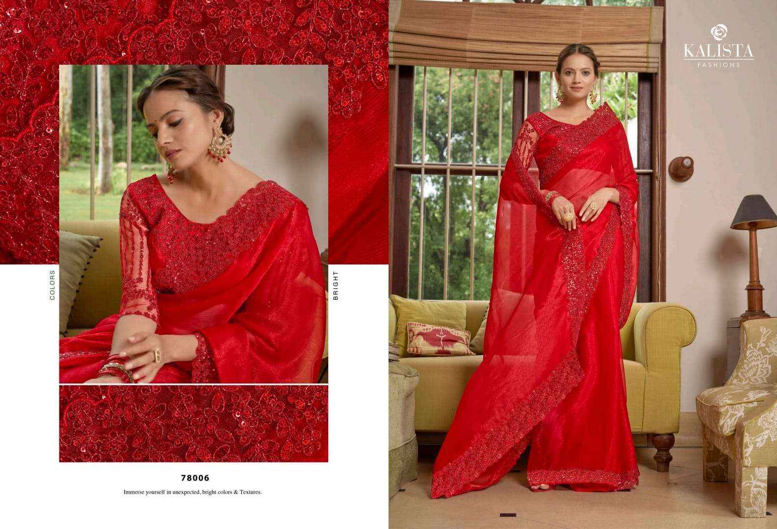 KALISTA FASHION AARZOO FESTIVE WEAR DESIGNER BORDER CHIFFON SAREES