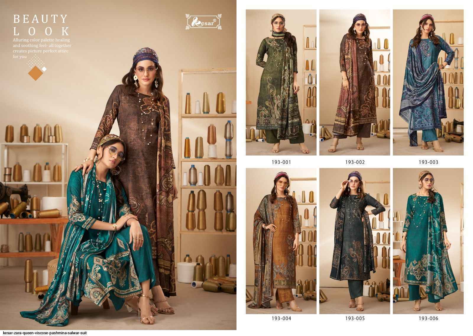 Kesar Zara Queen Viscose Pashmina Dress Material 6 pcs Catalogue - Wholesale Factory