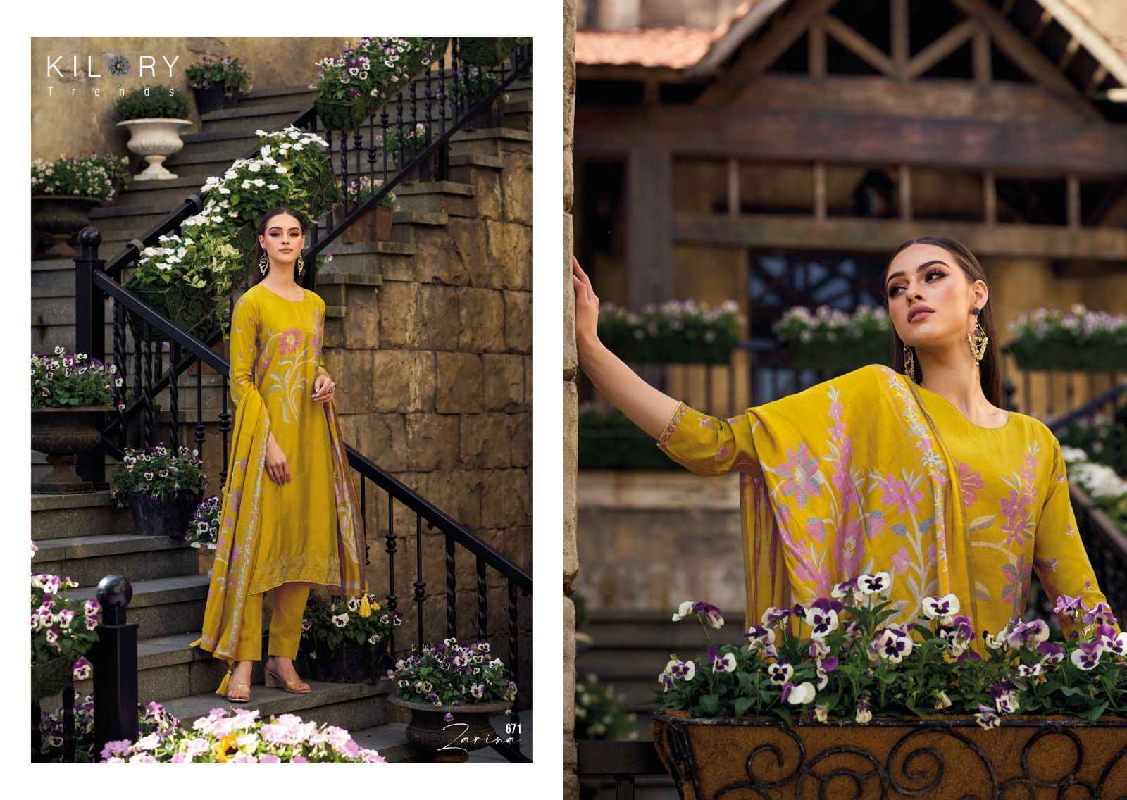 Kilory Trends Zarina Pashmina Dress Material 8 pcs Catalogue - Wholesale Factory