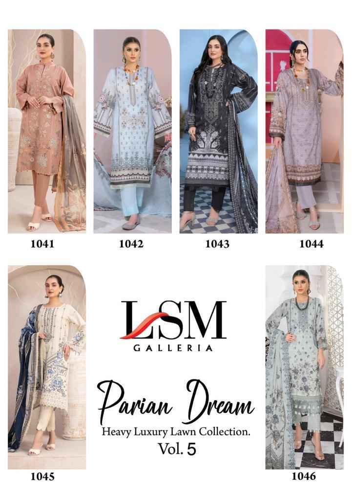 LSM Galleria Parian Dream Vol 5 Lawn Cotton Dress Material 6 pcs Catalogue - Wholesale Factory