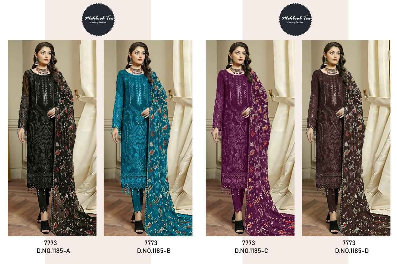 MEHBOOB TEX D NO 1150 FOX GEORGETTE EMBROIDERED FANCY PAKISTANI SUITS