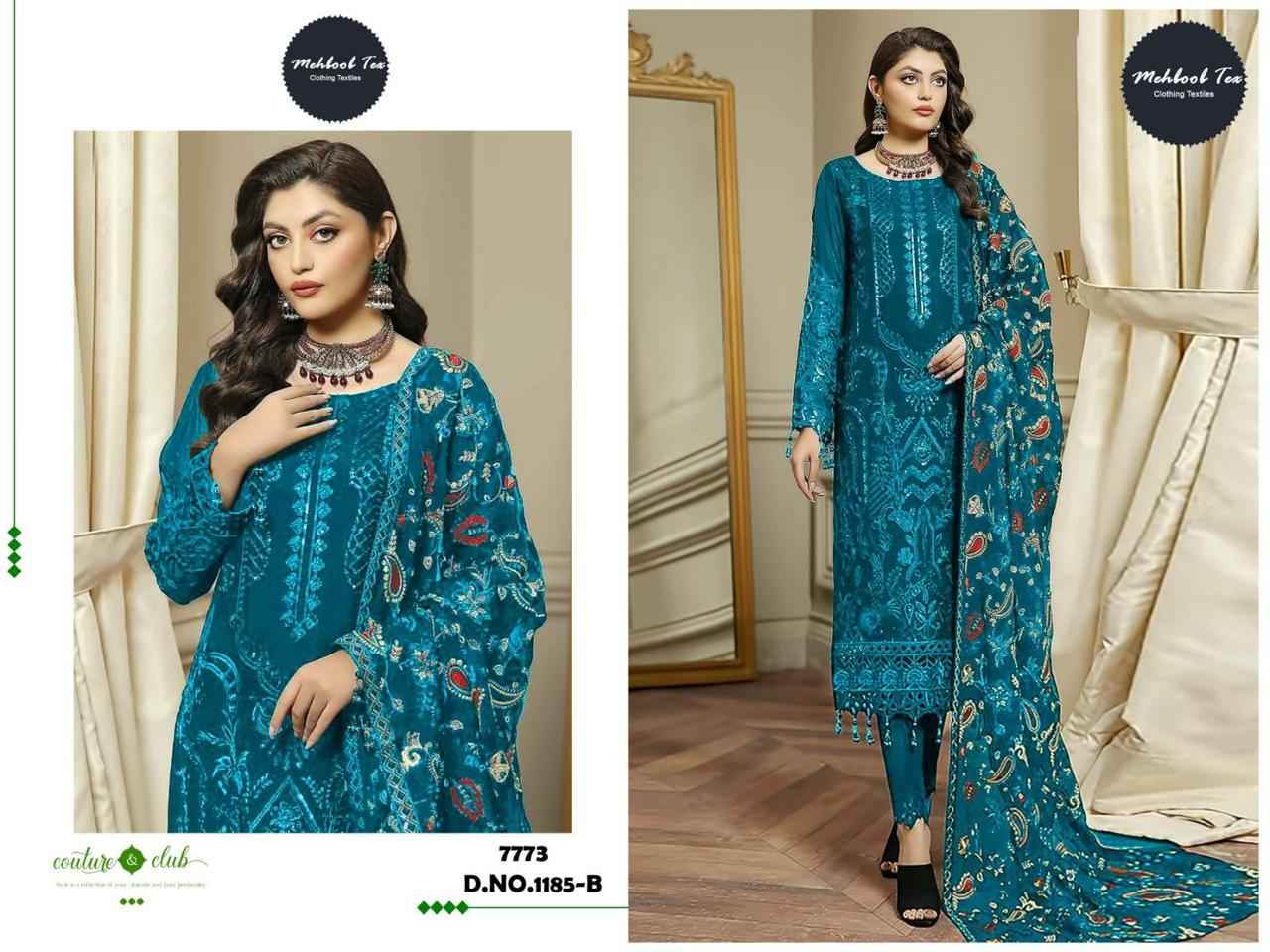 MEHBOOB TEX D NO 1150 FOX GEORGETTE EMBROIDERED FANCY PAKISTANI SUITS