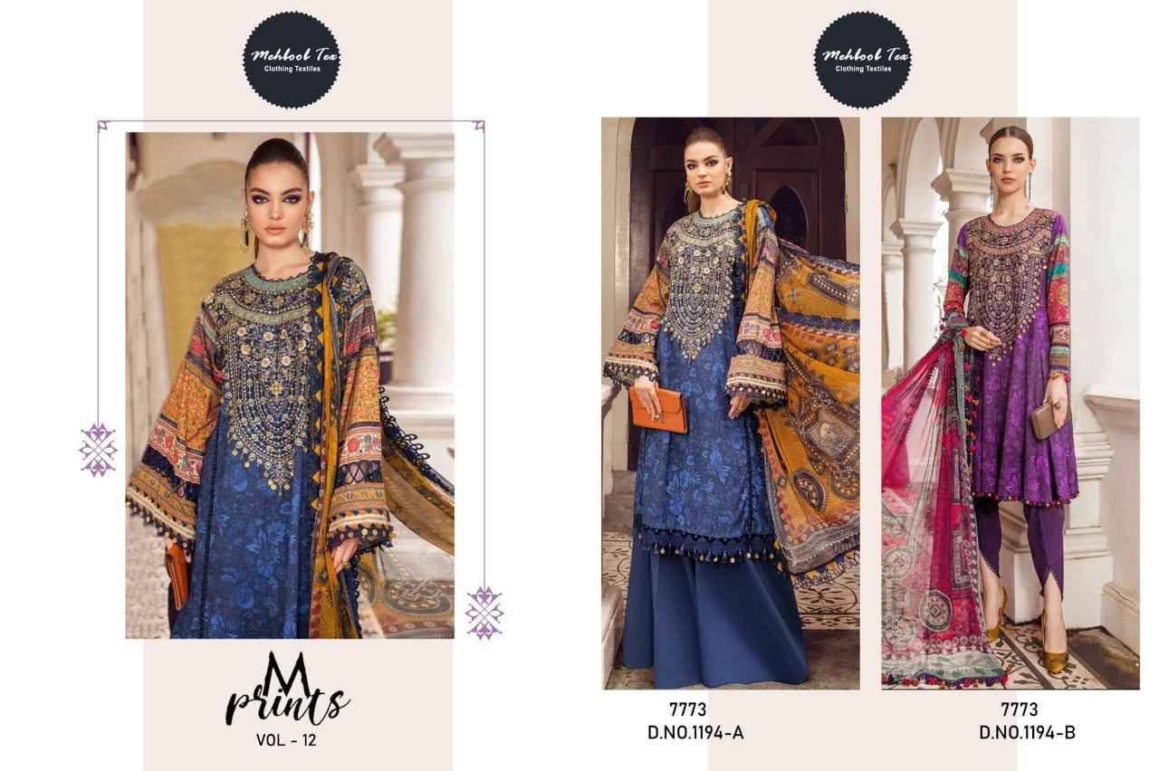 MEHBOOB TEX M PRINTS VOL 12 PAKISTANI SUITS WHOLESALE FACTORY