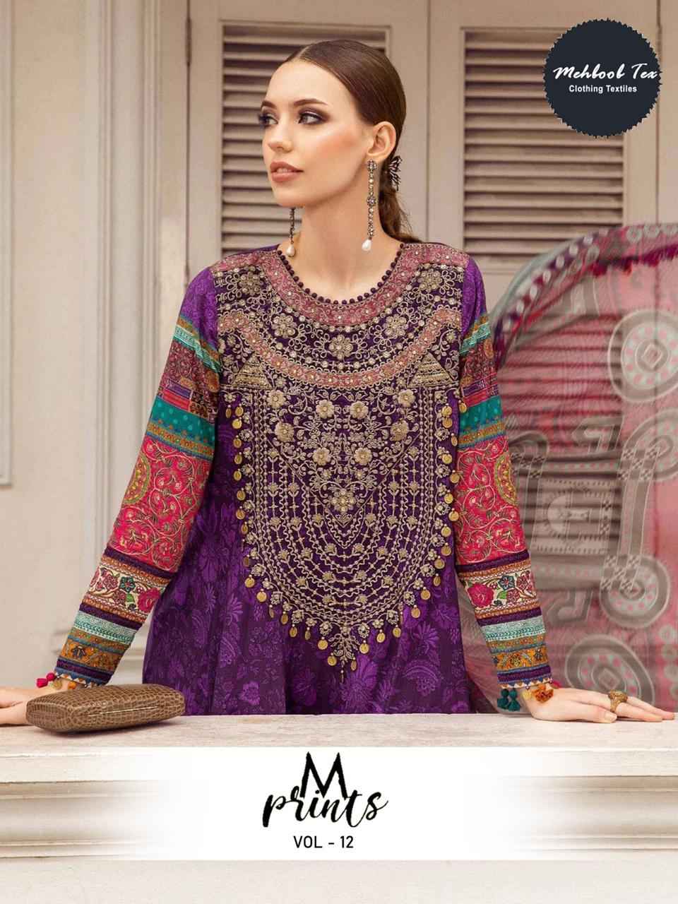 MEHBOOB TEX M PRINTS VOL 12 PAKISTANI SUITS WHOLESALE FACTORY