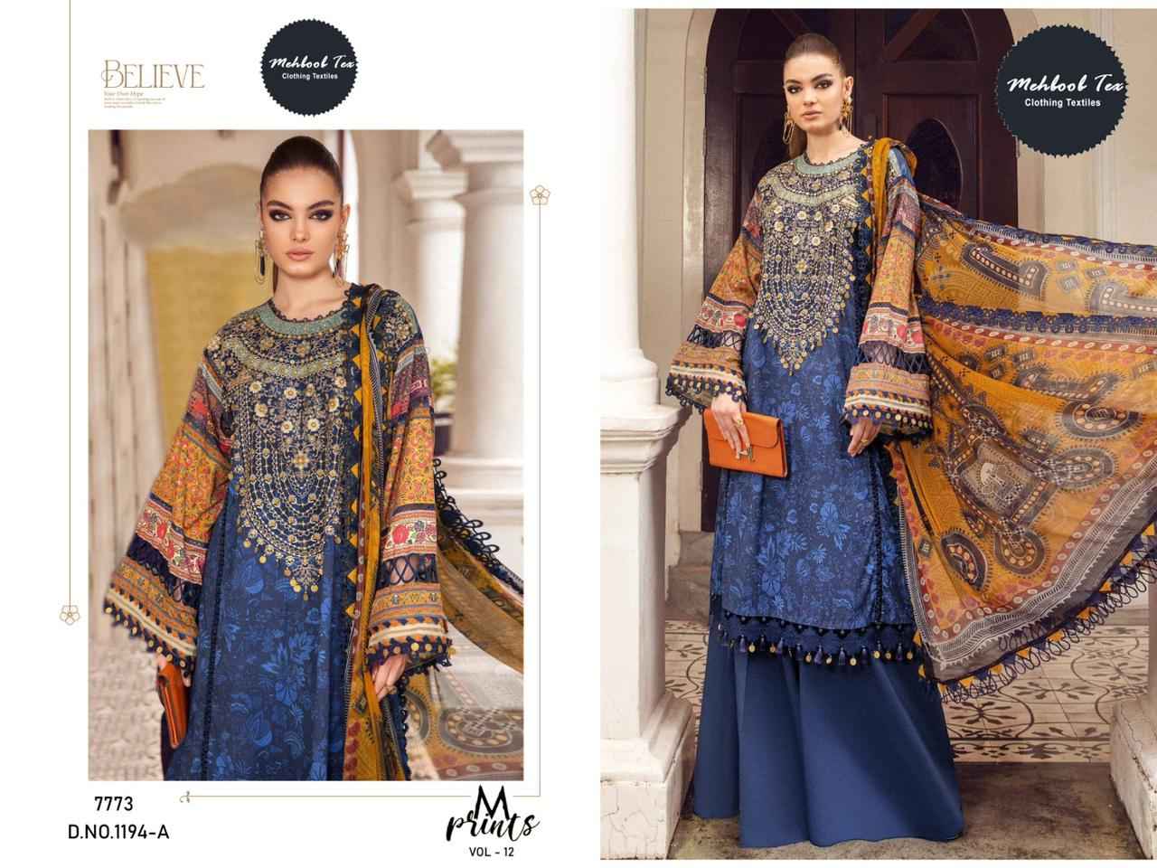 MEHBOOB TEX M PRINTS VOL 12 PAKISTANI SUITS WHOLESALE FACTORY