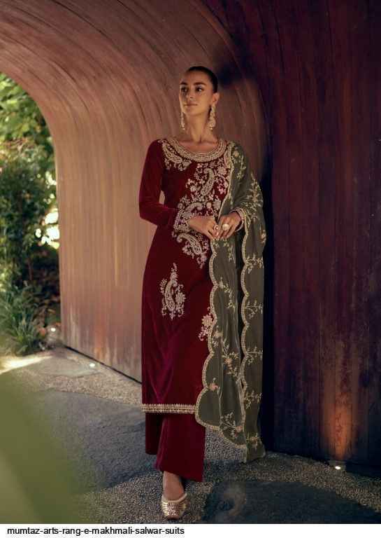 Mumtaz Arts Rang E Makhmali Velvet Dress Material 4 pcs Catalogue - Wholesale Factory