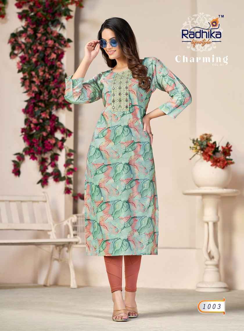 Radhika Lifestyle Charming Vol-1 Kurtis Wholesale Factory Price