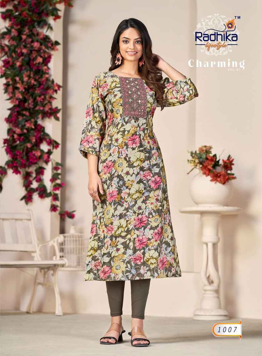 Radhika Lifestyle Charming Vol-1 Kurtis Wholesale Factory Price