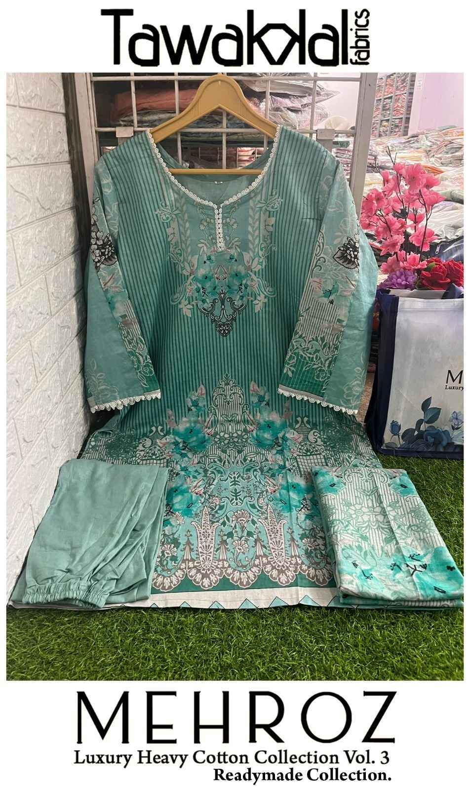 Tawakkal Fabrics Mehroz Luxury Heavy Cotton Collection Vol 3 Readymade Cotton Dress 10 pcs Catalogue