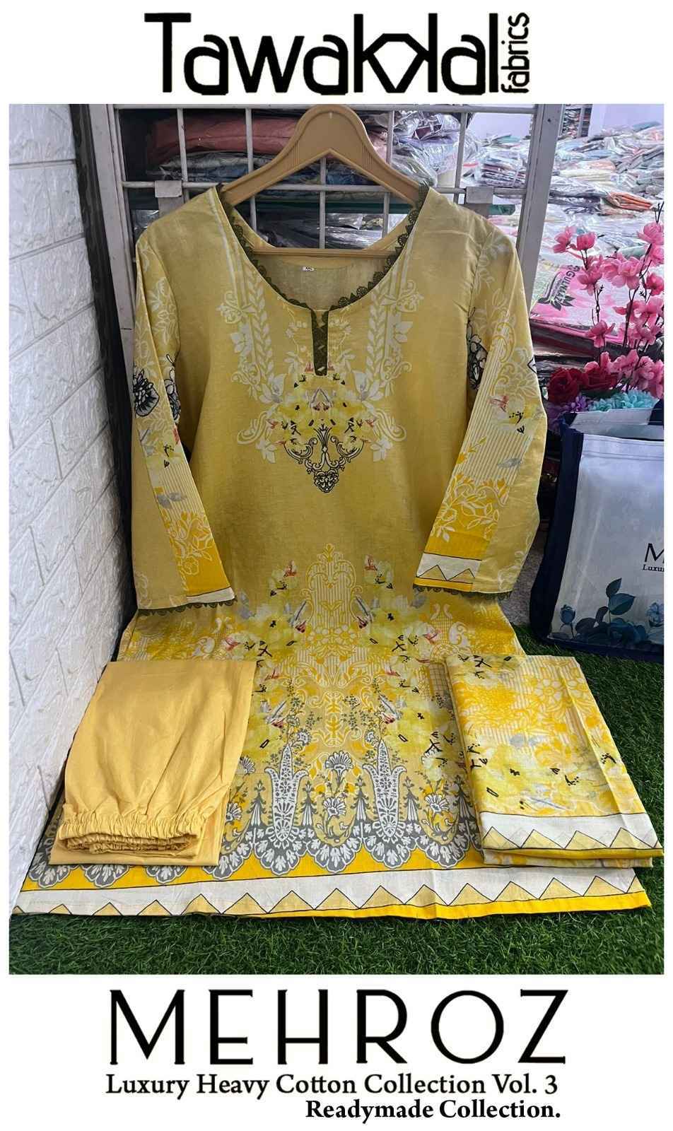 Tawakkal Fabrics Mehroz Luxury Heavy Cotton Collection Vol 3 Readymade Cotton Dress 10 pcs Catalogue