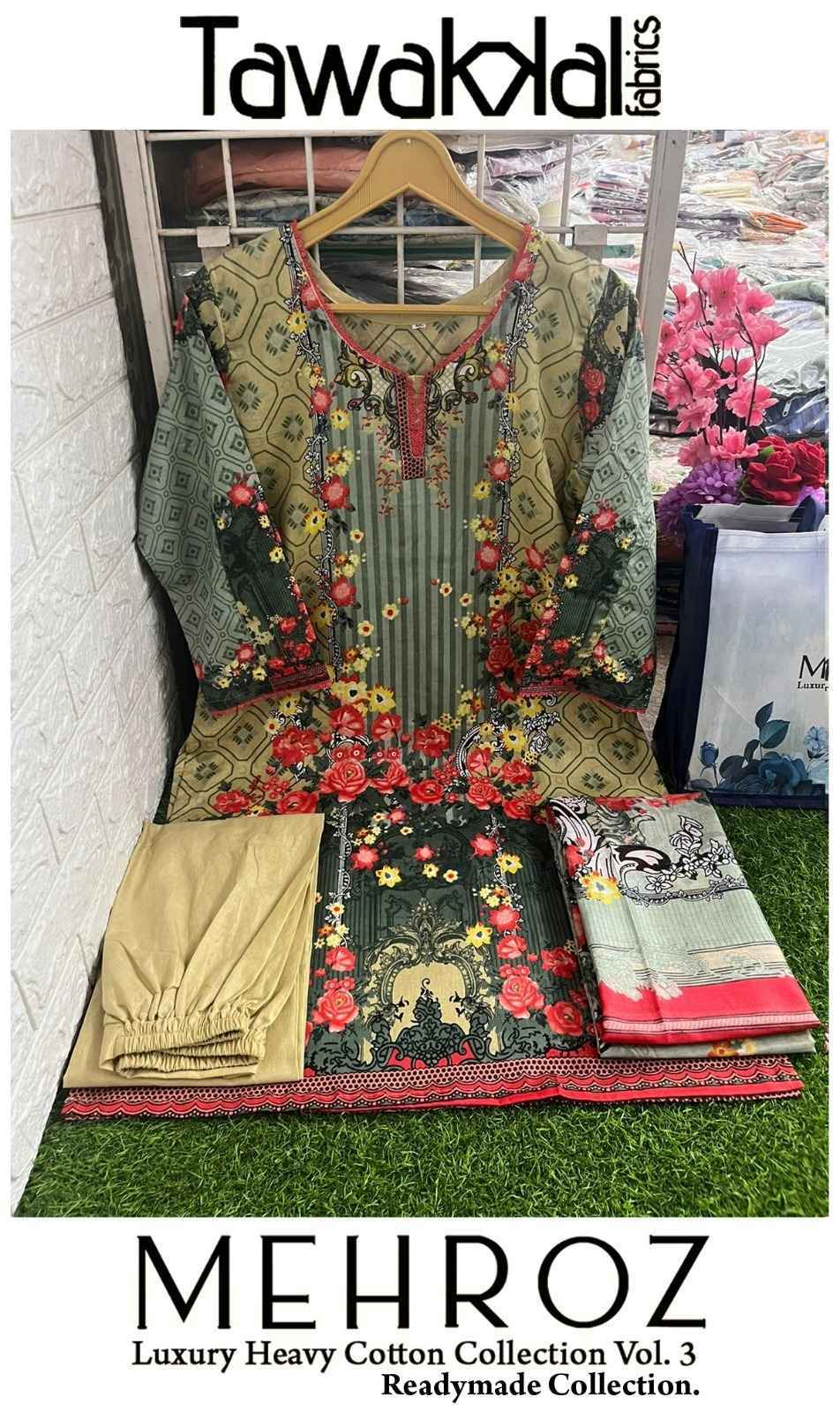 Tawakkal Fabrics Mehroz Luxury Heavy Cotton Collection Vol 3 Readymade Cotton Dress 10 pcs Catalogue